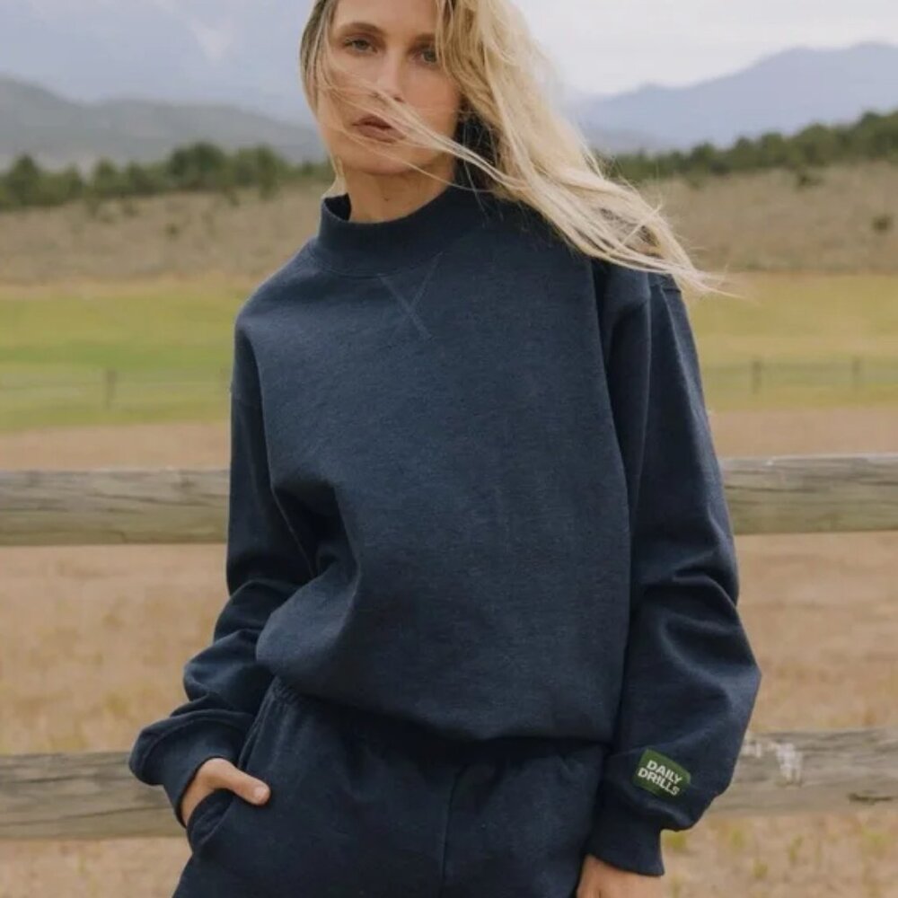 Daily Drills Fleece Set in Denim